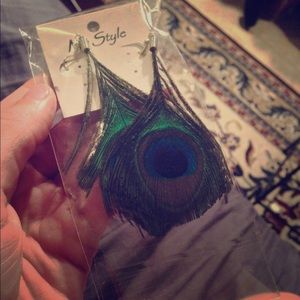 Peacock Feather Earrings.