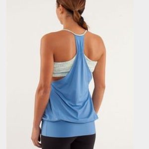 Light blue/lime flowy Lulu tank