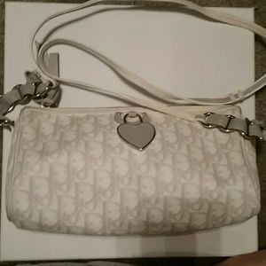 Dior White and Gray Small Crossbody Logo Purse