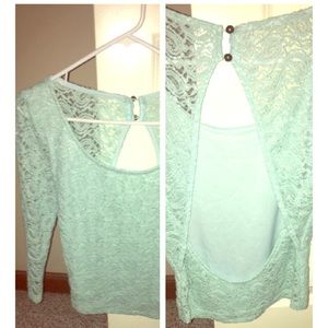 Shimmery baby blue crop top