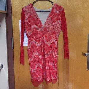 Red Lace for love and Lemons style dress