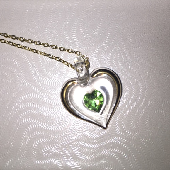 Gold and Glass Heart Birthstone Necklace