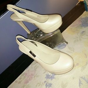 Calvin Klein Gracen Patent Lizard Sling back Heels