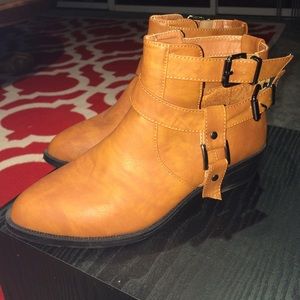 Light Brown Buckle Booties