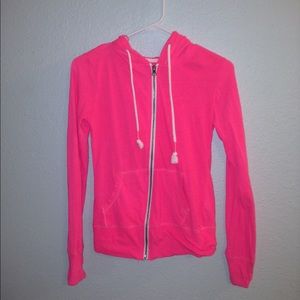 Pink and white zip up jacket