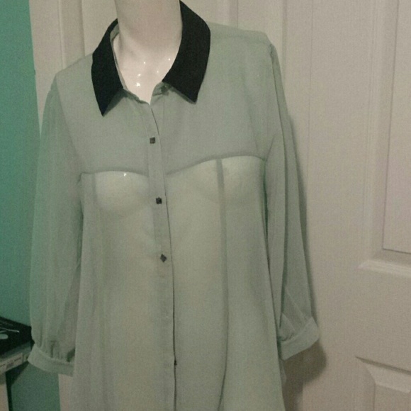 Sheer mint green blouse