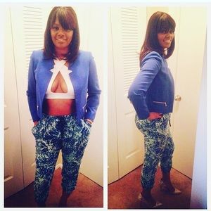 Waterfall print ankle pants with pockets!