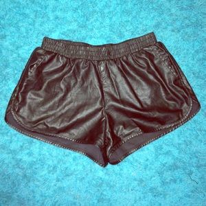 Black Faux Leather Shorts