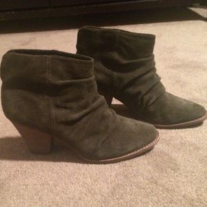 Olive slouchy suede ankle booties
