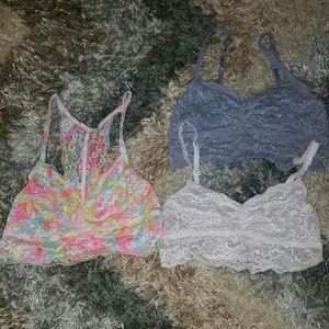 Lot of 3 Victoria's Secret Pink lace bralettes