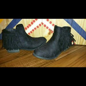 Black Fringe Booties