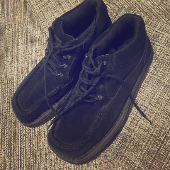 Men's black square toe