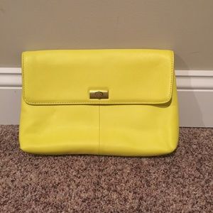 JCrew neon clutch