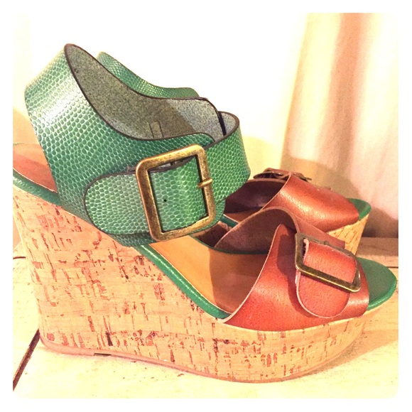 Mossimo Supply Co. Green and brown wedges