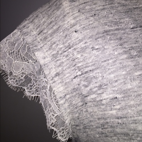 Gray t shirt with white lace ZARA - Picture 4 of 4