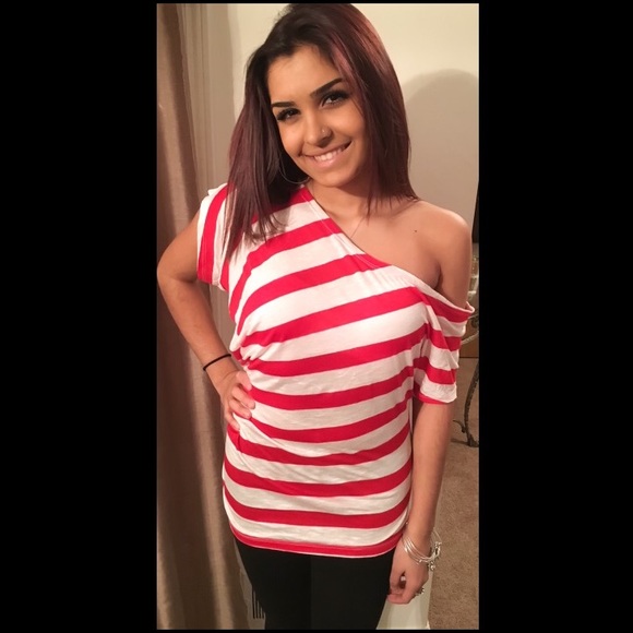 Arden B red and white tunic - XS