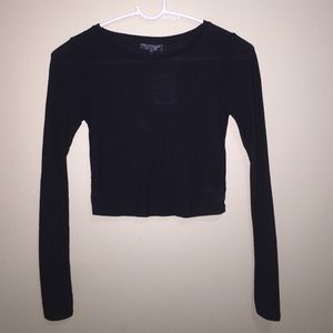 Topshop Black Ribbed Crop Top Size 2