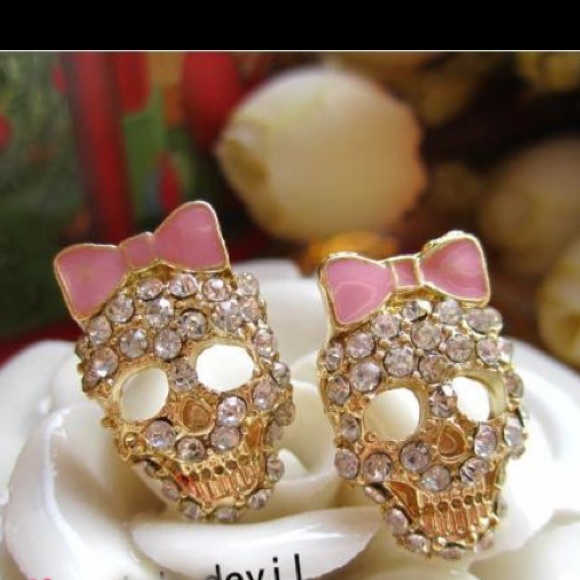Skull bow earrings - Picture 4 of 4