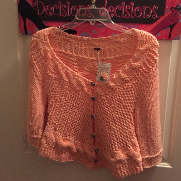 Peach crochet sweater