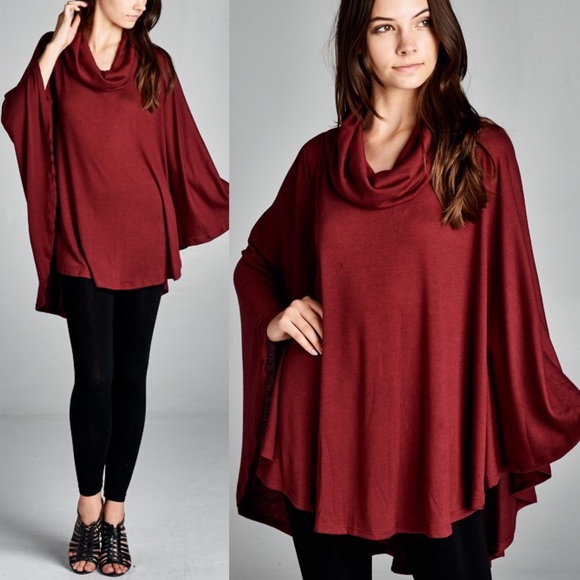 XX TENIAH cowl neck poncho top - CHARCOAL - Picture 2 of 3