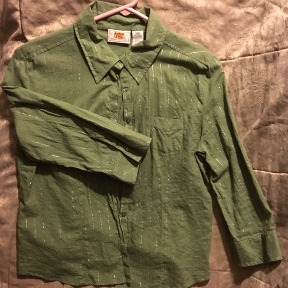 Green button up dress shirt