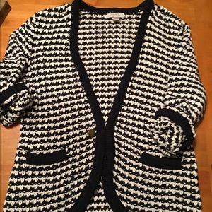 Loft cardigan. Navy and white stripes.
