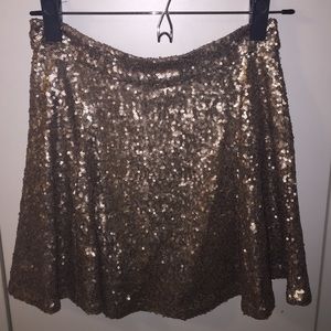 Tobi Gold Sequin Skater Skirt