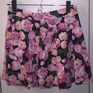 Forever 21 Floral Print Skater Skirt