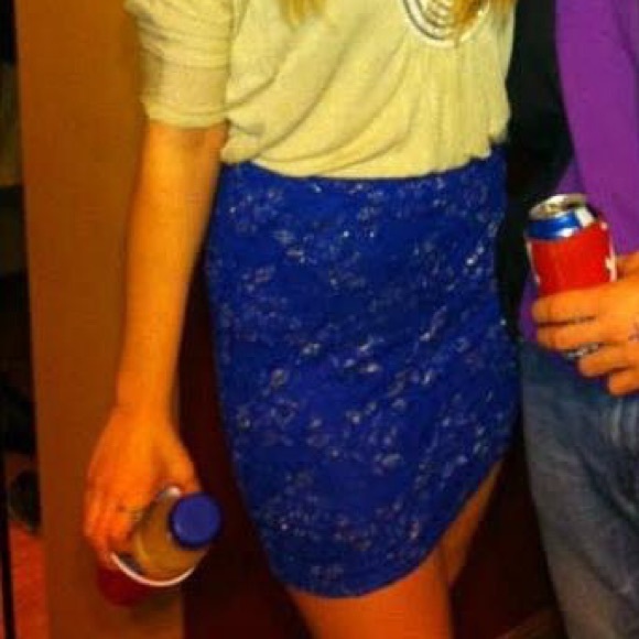 Blue and gold lace skirt