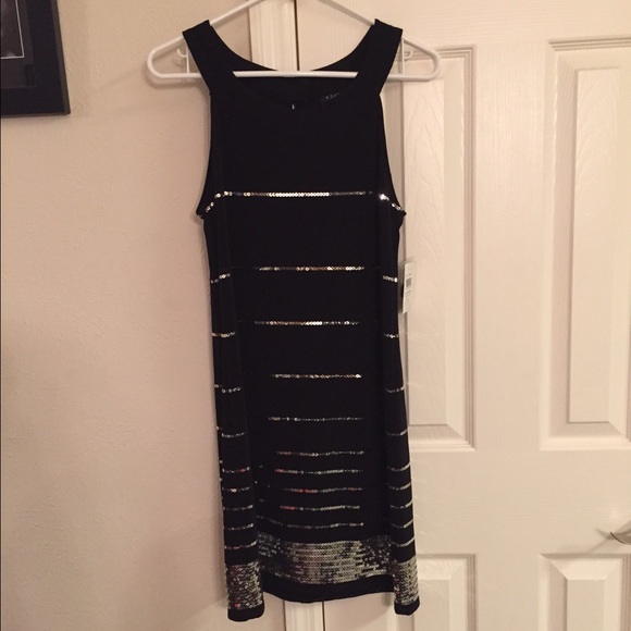 Black and silver sequined dress