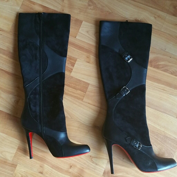 $1895 CHRISTIAN LOUBOUTIN BLACK BOOTS 38 8 - Picture 1 of 4