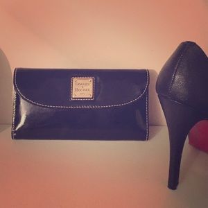 Dooney & Bourke Patent Leather Clutch Black Wallet