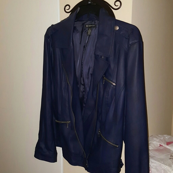 NEW ! INC Faux Leather Jacket ...Blue