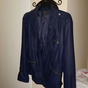 NEW ! INC Faux Leather Jacket ...Blue