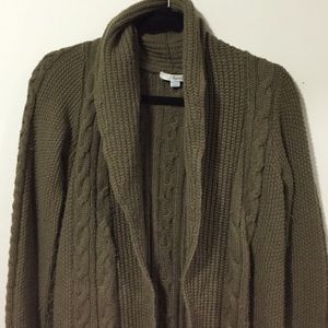 Olive green knit cardigan