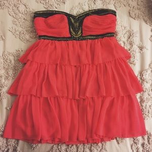 Coral strapless dress