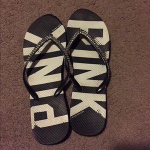 Victoria secret pink rhinestone flip flops
