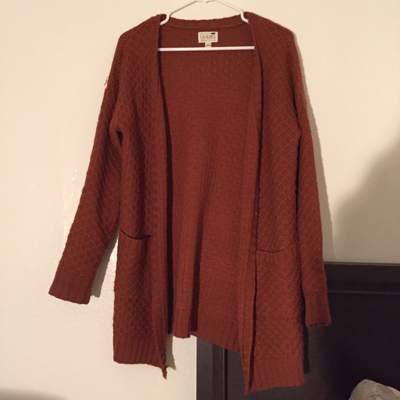 oversized dark orange sweater cardigan