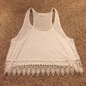 White lace cropped tank top