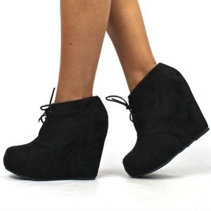 Suede wedge booties