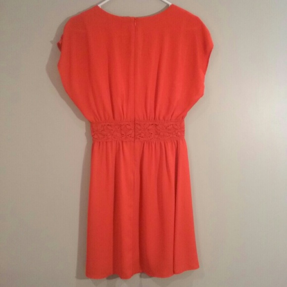 NWOT flame red dress with lace Small - Picture 3 of 4