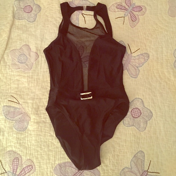 Black mesh bathing suit