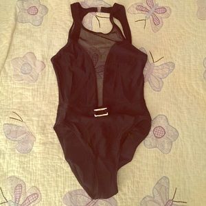 Black mesh bathing suit