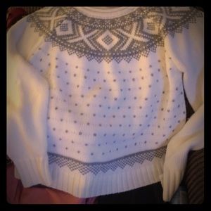 White sweater gray designs