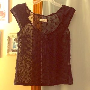 Abercrombie & Fitch sheer Navy blouse
