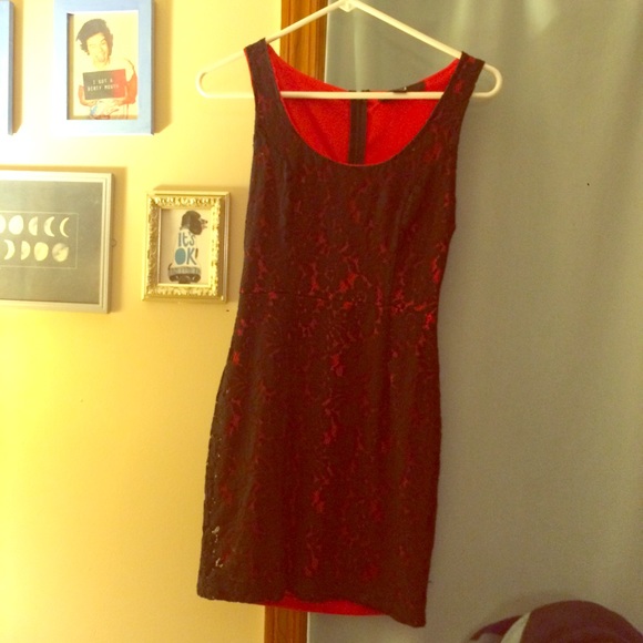 Forever 21 lacy black & red mini dress