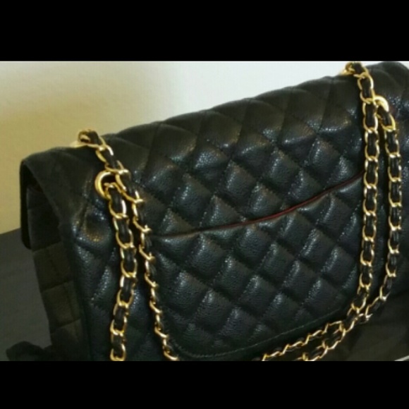 Cow hide leather shoulder bag gold hardware