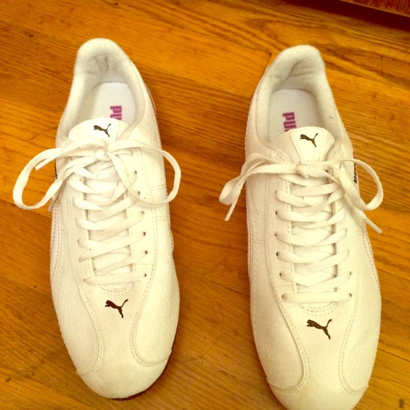 Puma white & purple trainers