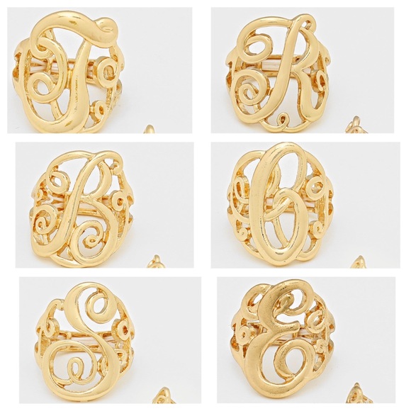 Monogram Initial Rings- most initials in stockG/S-Boutuque - Picture 8 of 10