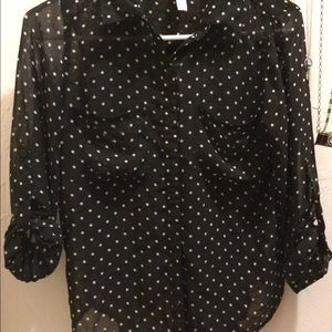 polka dot see through blouse